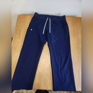 Women's Figs Navy Scrub Pants Large TALL Straight Leg "Kade" Style